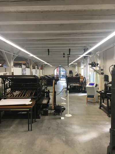 Historische Druckmaschinen in der Ausstellung des Druckmuseums